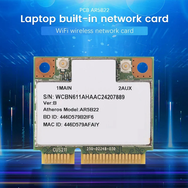 AR9462 AR5B22 WB222 Half Mini Pcie 300Mbps+Bluetooth4.0 WLAN Wifi Wireless Card