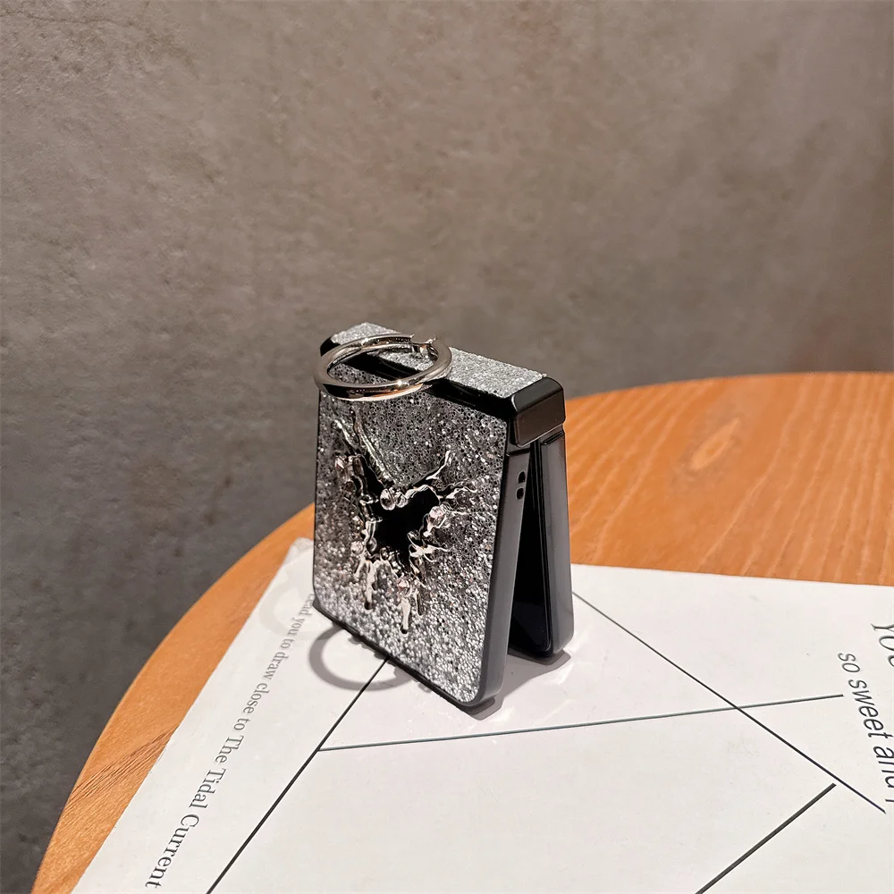 حافظة هاتف فاخرة على شكل فراشة ماسية لهاتف سامسونج جالاكسي Z Flip6 7 FE Flip7 Flip5 مع حافظات مرآة مع حامل حلقي ممتع #4