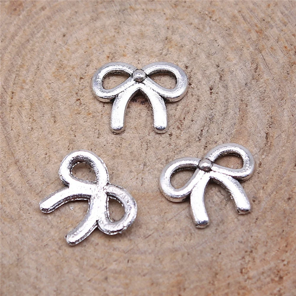 WYSIWYG 40pcs 11x9mm Small Bow Charm Tiny Bow Charm For Jewelry Making Tiny Bow Charms