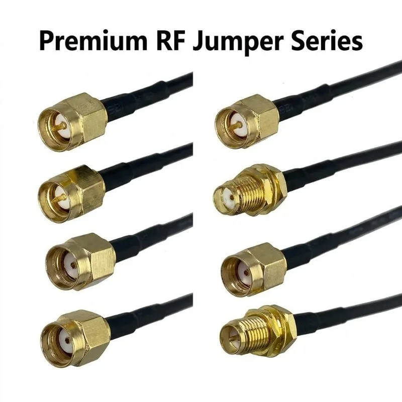 RG174  SMA to RP-SMA Pigtail Cable Set RG174 Coaxial Jumper Male/Female Straight & Right Angle Connector 50 Ohm for WiFi Router