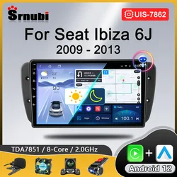 2 Din Android 12 Radio samochodowe bezprzewodowe Carplay Auto dla Seat Ibiza 6j 2009 2010 2011 2012 2013 odtwarzacz multimedialny GPS 4G Stereo DVD