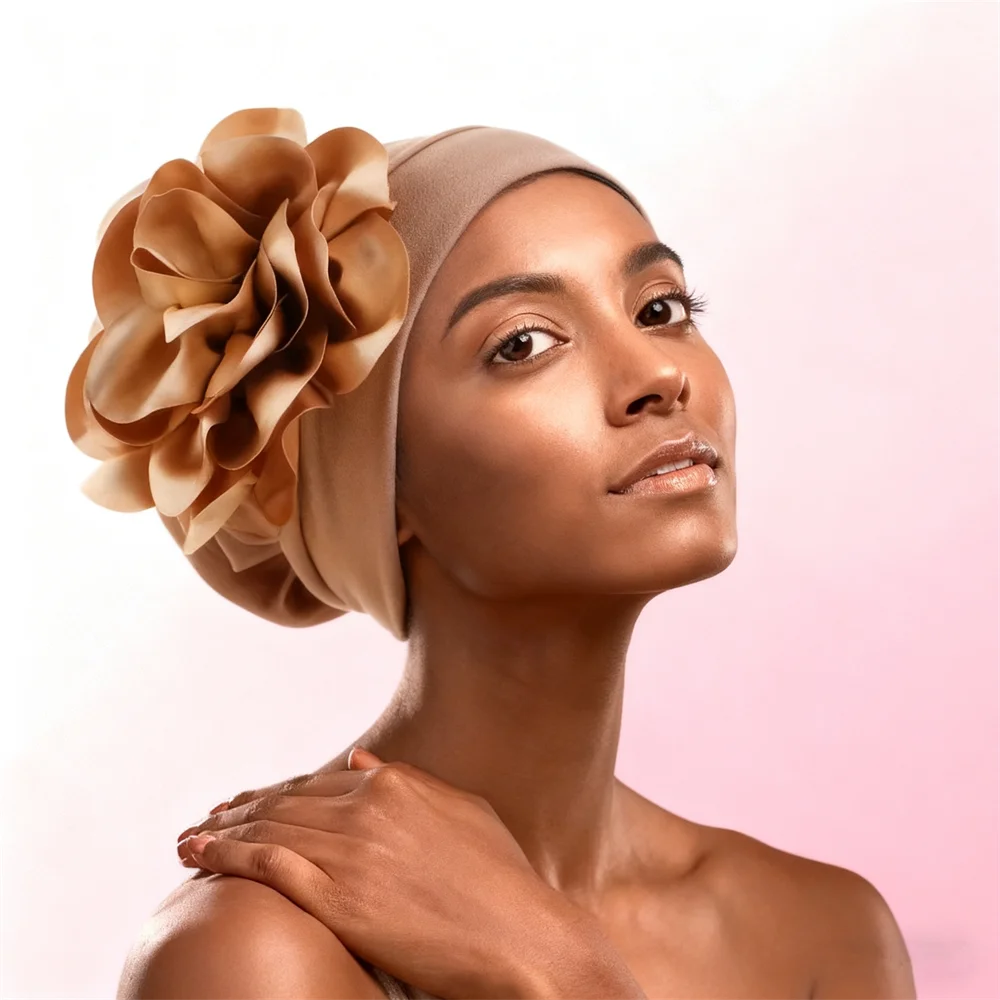 

Flower Turban Women Muslim Hijab Bonnet Hat Chemo Cap African Headties Islamic Hair Loss Cover Beanies Head Scarf Wrap Headwear
