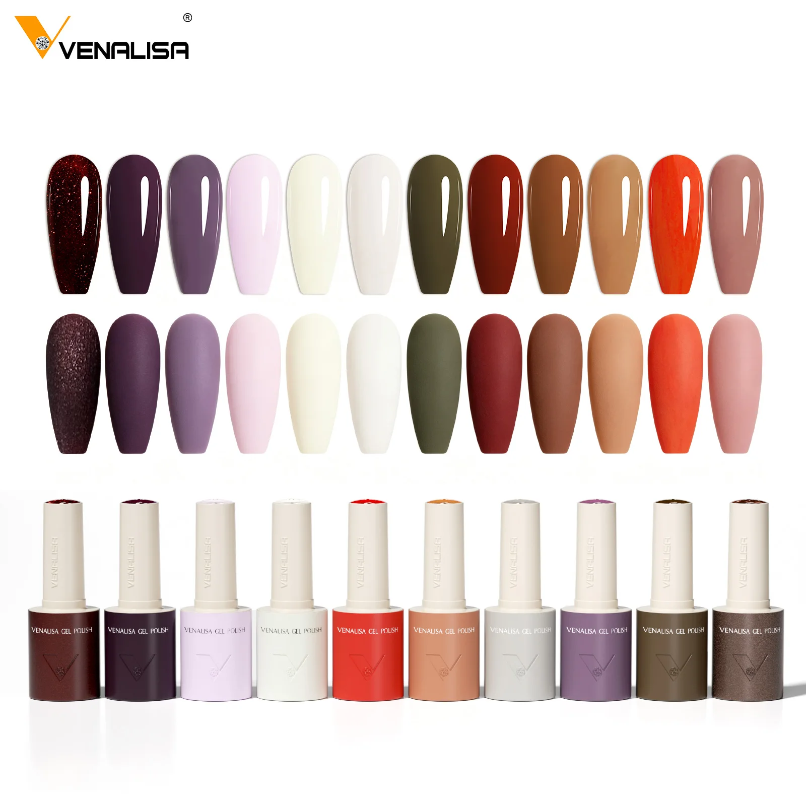 VENALISA 10ml Nagellack-Set, 18 Farben, UV-LED, Herbst/Winter, abziehbar, langanhaltend, hochglänzend, Basis- und Überlack für Salon und Heimgebrauch – Detail 12