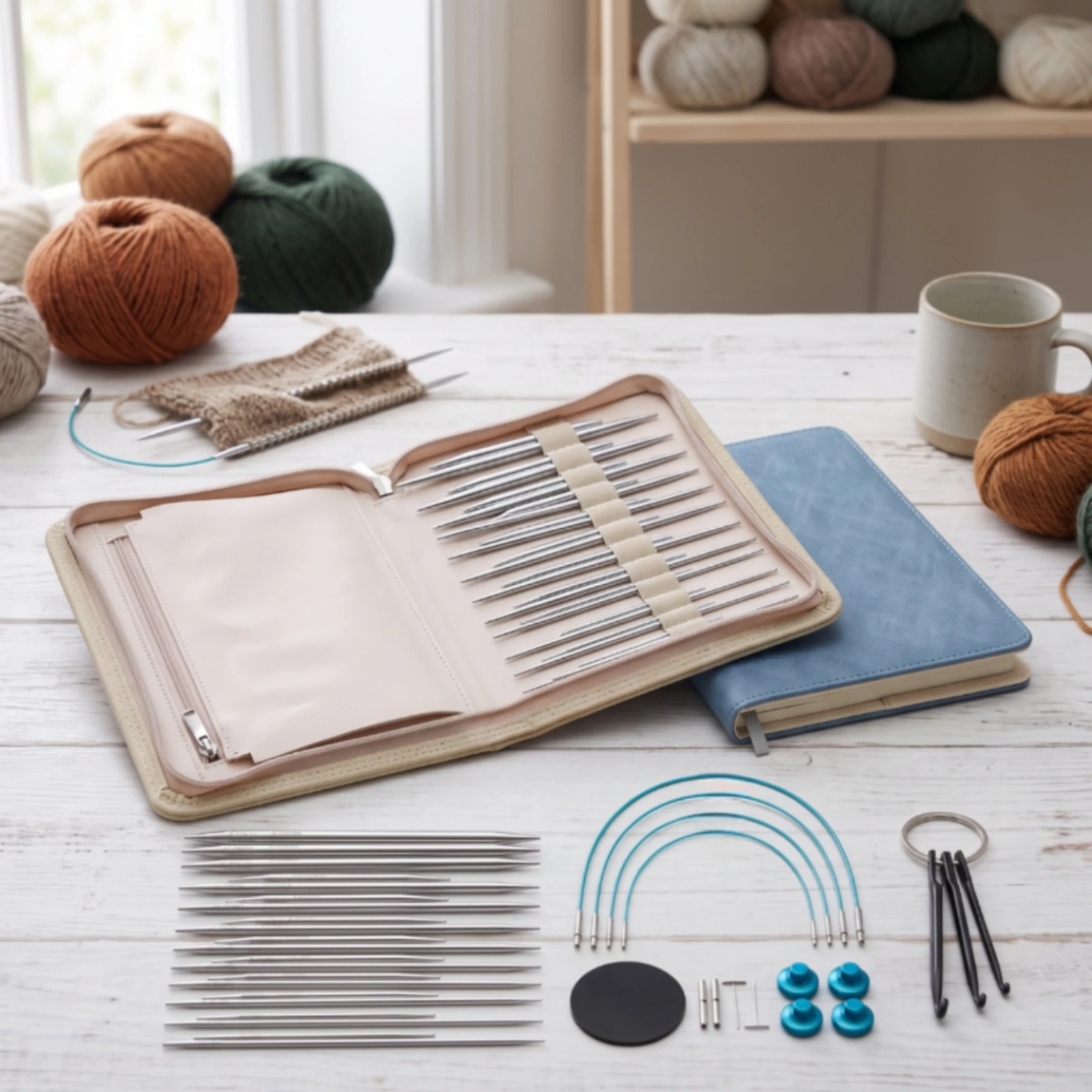 Knitting Needle Set Polished Interchangeable Knitting Tool Travel-Friendly Rust-Resistant for Knitters, Craft Room