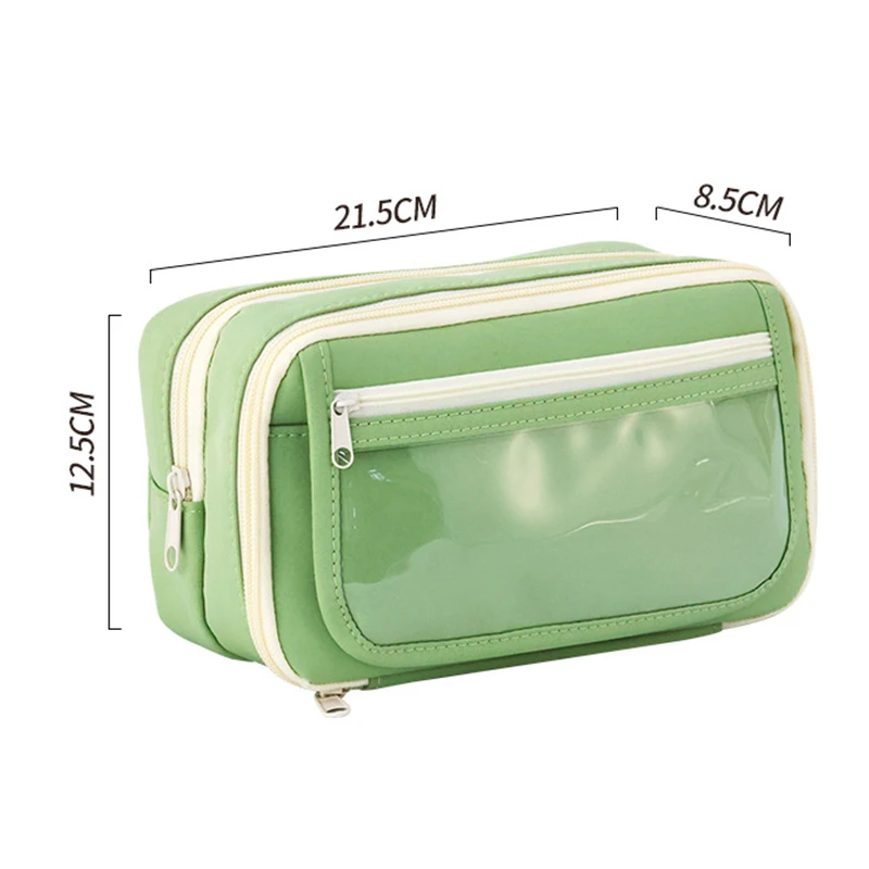 Large Capacity Pen Bag Multifunctional Stationery Storage Bag Solid Color Pencil Case Transparent Zipper Stationery Organizer