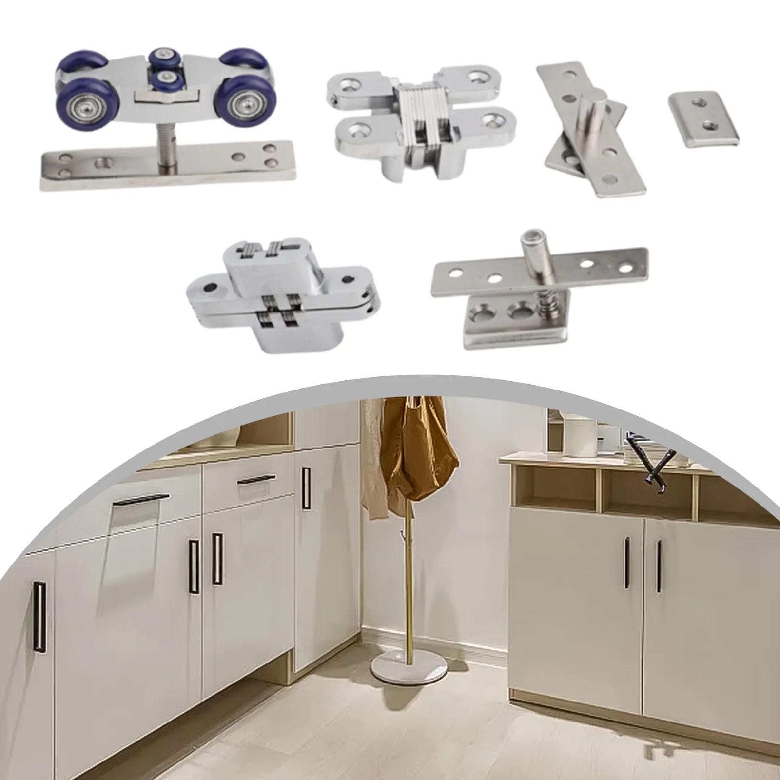 

Rail Pulley Door Hanging Wheel Home Hardware Replacement Restaurant Sliver Accessories For Folding Door For Hotel