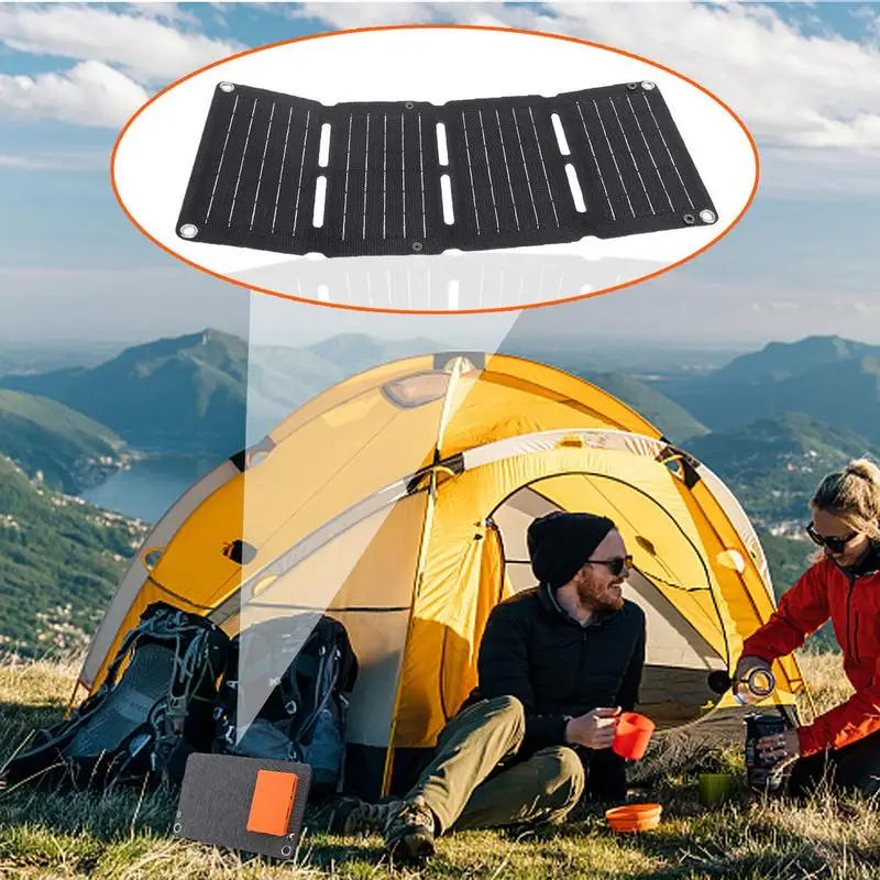 Portable Solar Power Charger Bag Backup Battery Bag Phone Charger Portable Charger Power Bank Folding Bag Camping Solar Charger