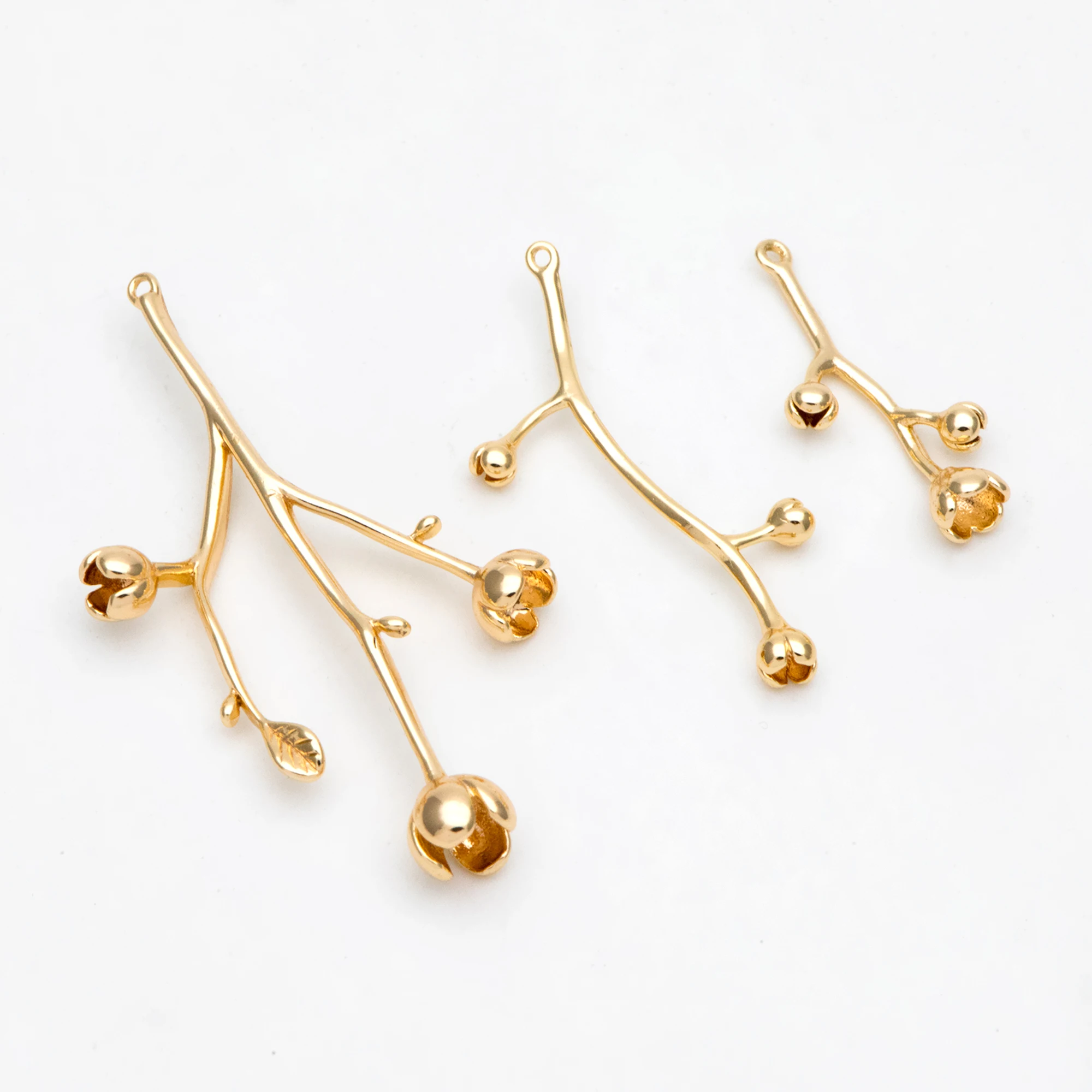 10pcs Gold Flower Branch Charms,42x23mm,Brass Filigree Branche Pendant For Jewelry Making Finding DIY Accessories (GB-1208)