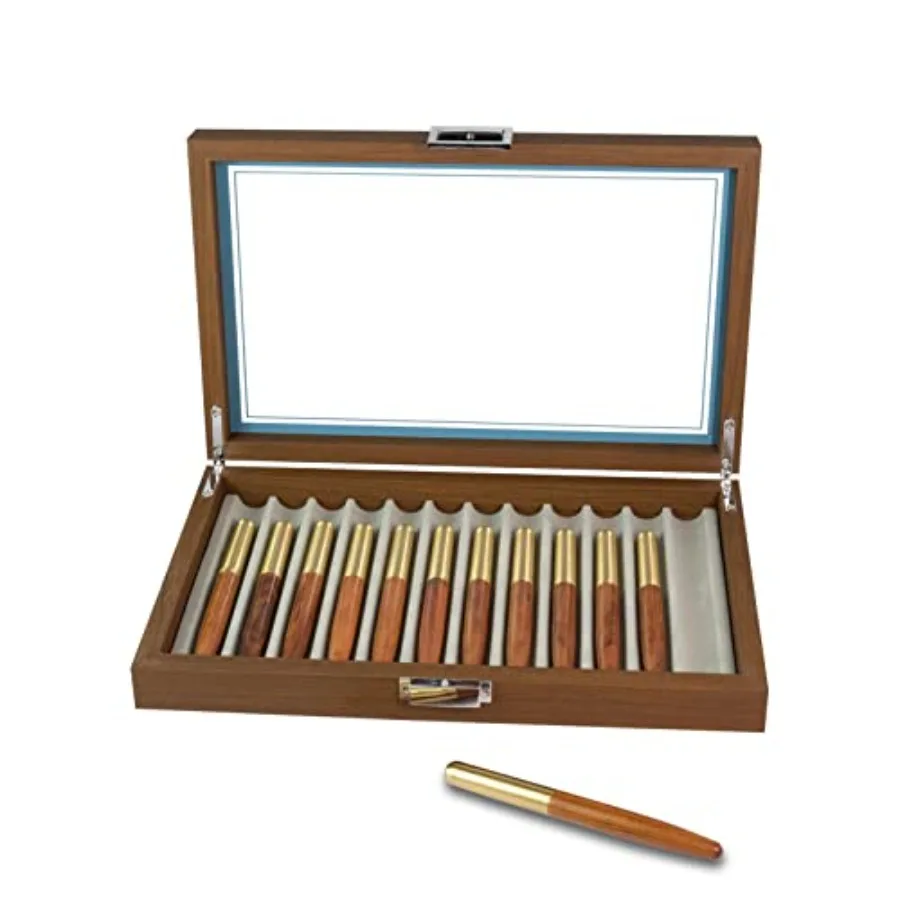 

Wood Pen Display Case 12 Pen Organizer Box Pen Storage Collector Organizer Box With Glass Window Pen Fountain Collection Displa