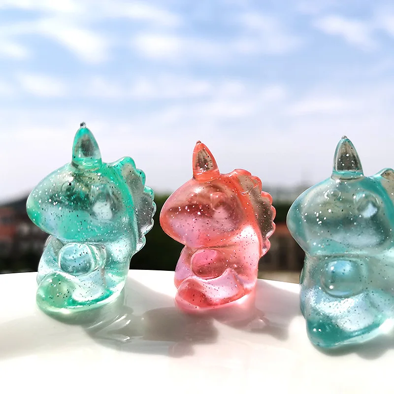 

10Pcs Taba squshy Mini Cartoon Cute Transparent Jelly Glitter Unicorn Girl Toys DIY Ornaments Festival Gifts Surprise Blind Box