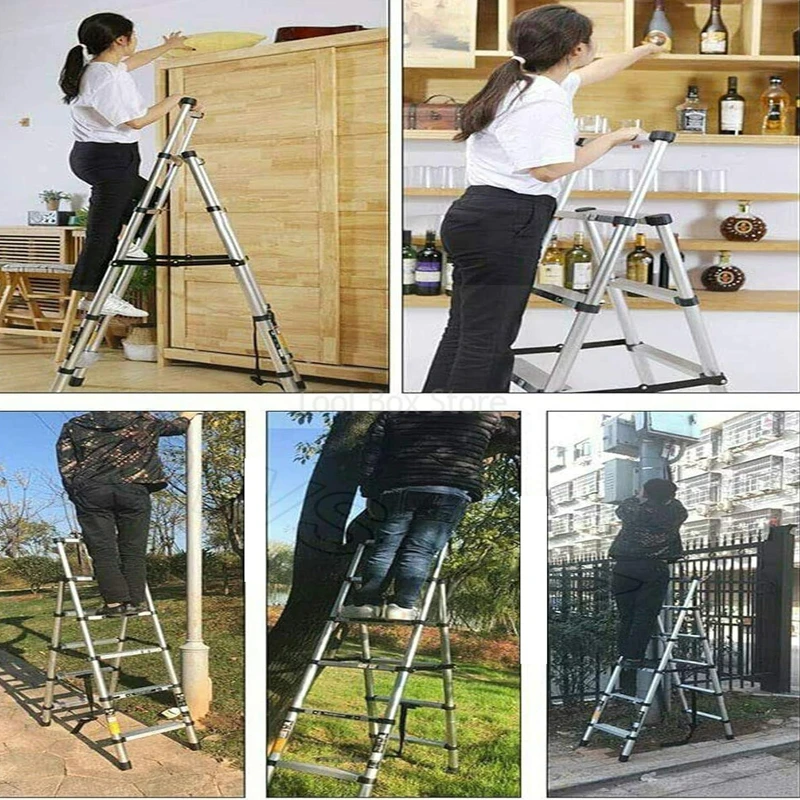 New 4/5 Step Foldable Ladders Folding Telescopic Ladder Household Thickened Aluminum Stairs Multi-Purpose Herringbone Ladders