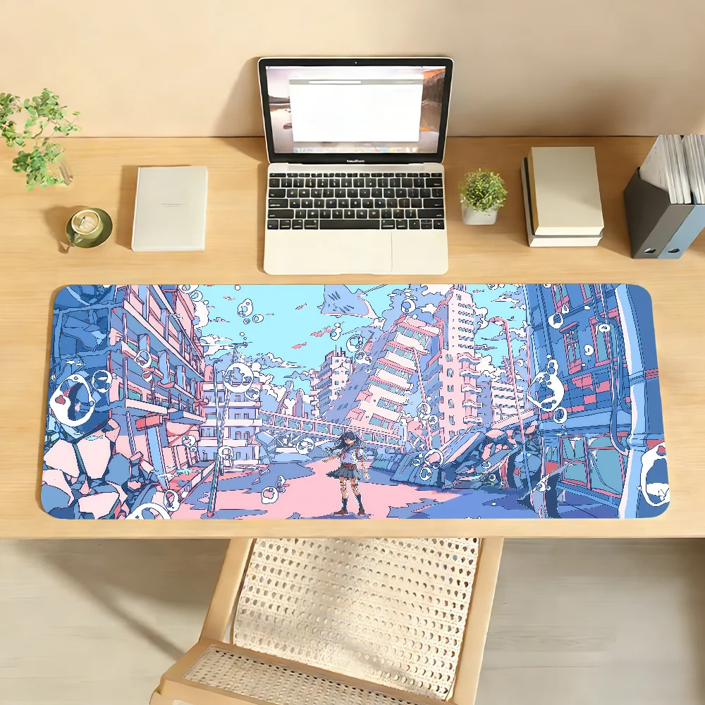 Anime Kawaii Girly Cute Mauspad, rutschfeste Schreibtischunterlage mit Verriegelungskante, PC-Laptop-Zubehör, Gummi, Büro-Tastatur, groß, Gaming, XXL