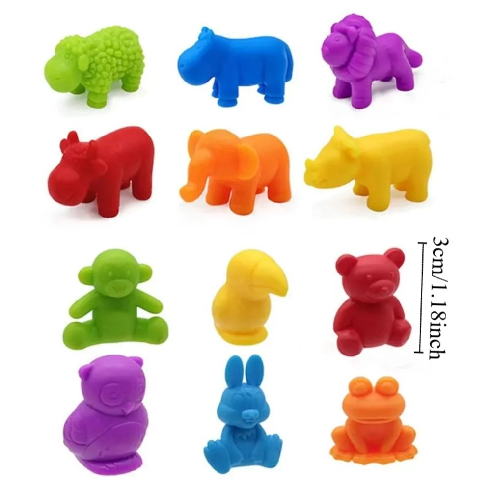 Jeu de tri en plastique, Puzzle d'animaux avec bols arc-en-ciel, jeu de correspondance des couleurs de dinosaure Montessori, jouets sensoriels éducatifs précoces