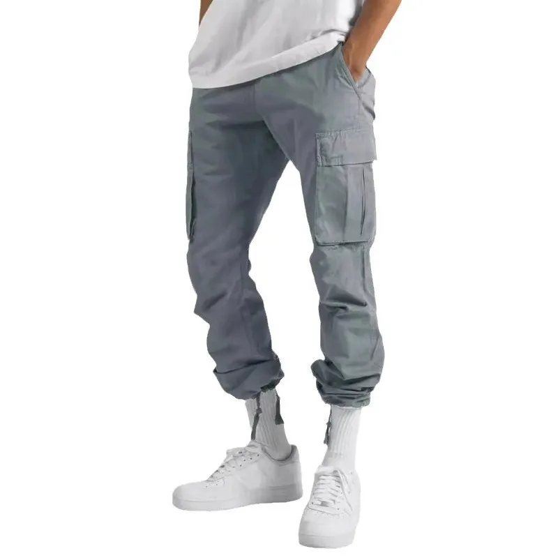 Men Cargo Pants, Casual Work Drawstring Cargo Pants, Multi Pocket Tactical Trousers, Streetwear Jogger Outdoor Cargo Pants