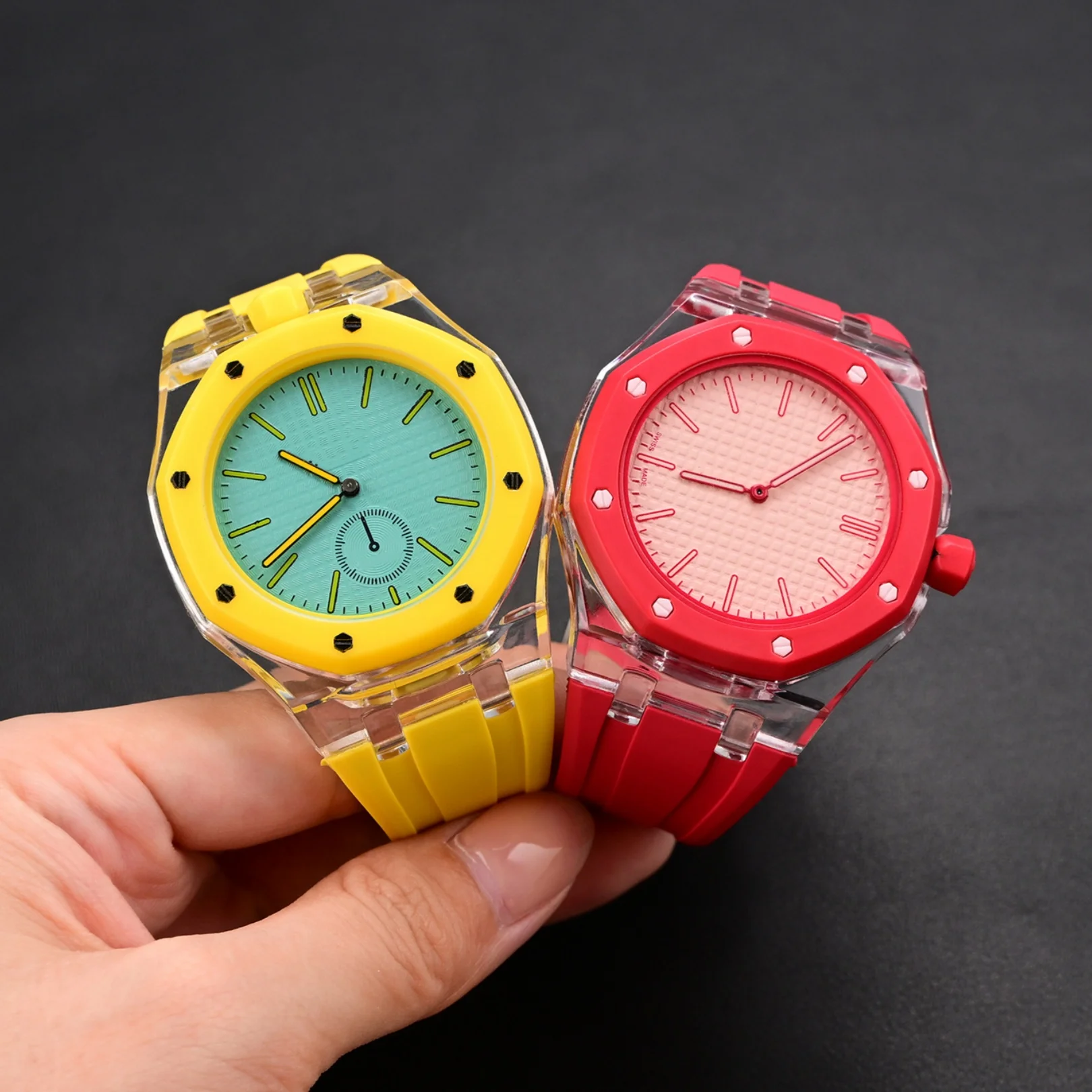 Transparent Case+Silicone Watch Strap Modification Kit For Swatch x AP Royal POP Pocket Watchband Pocket Changer To Wristwatch