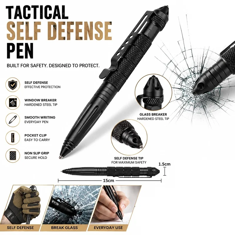 Glass Breaker Pen For Outdoor For Daily EDC Carry Office Student Writing Tools School Office Ballpoint Supplies Desktop Setup