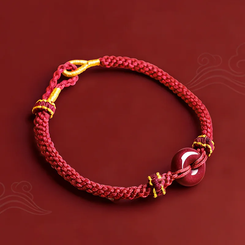 High-End Handcrafted Red Purple Sand Peace Knot Bracelet Zodiac Year Men's Gifts Women's Braided Accessory Jewelry Drop Shipping