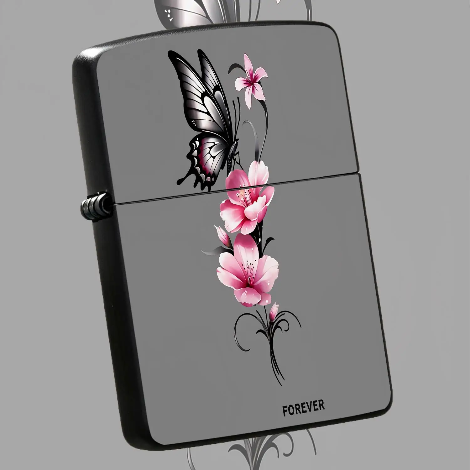 Elegant Pink Floralpattern Portable Lighter, Delicate Artistic Decorative Ignition Device, Ideal For Daily Use, Dating, Gifting, Memorial Occasions, Stylish Practical Accessory With Forever Motif For All Scenarios A Humorous And Interesting