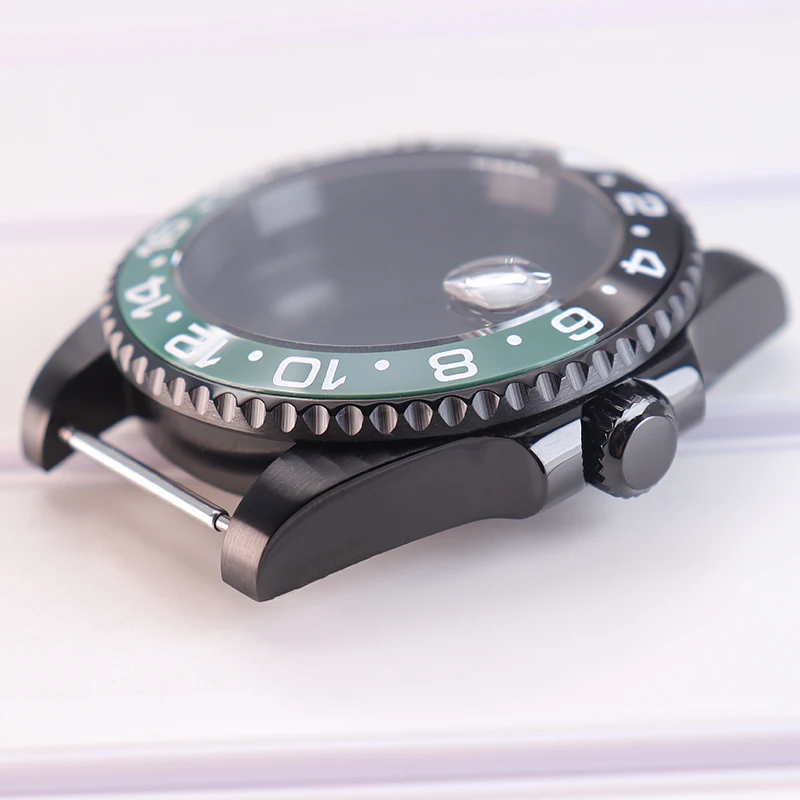 40mm Schwarzes Uhrengehäuse Saphirglas für Seiko NH35 NH36 NH34 NH38 ETA 2824 Miyota 8215 Uhrwerke 28,5mm Zifferblatt GMT Zweifarbige Lünette – Detail 10