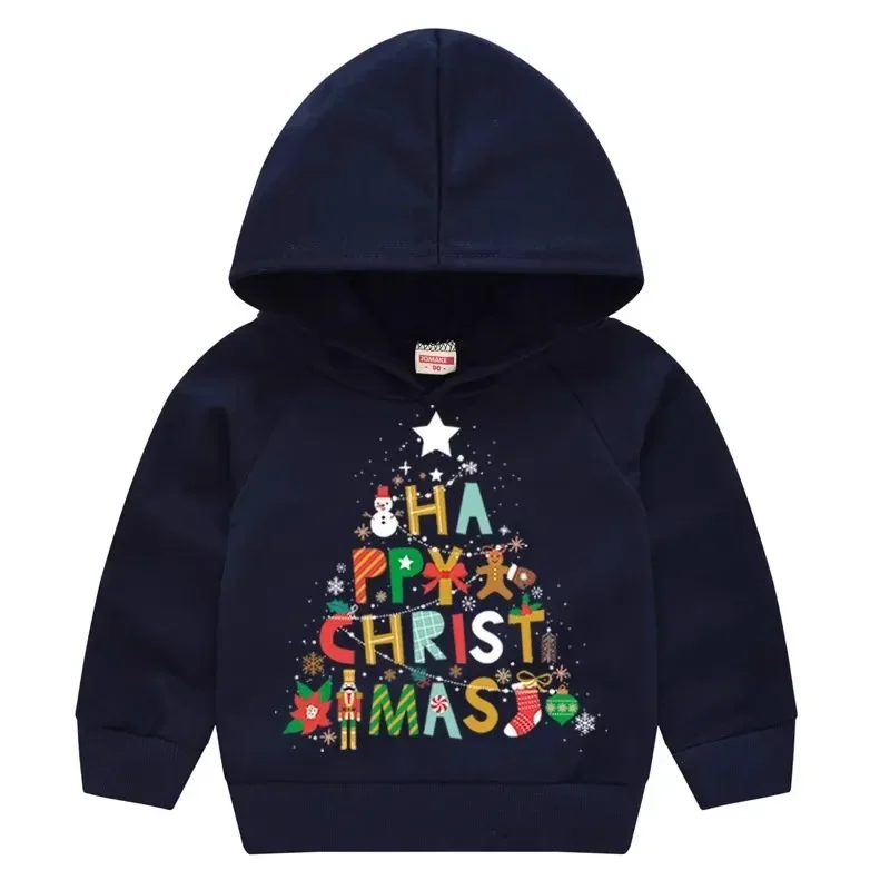 Christmas Kids Sweater Christmas Children's Red Hooded Hoodie Children's Casual Pullover Sweatshirt  Sweater  Sweatshirts