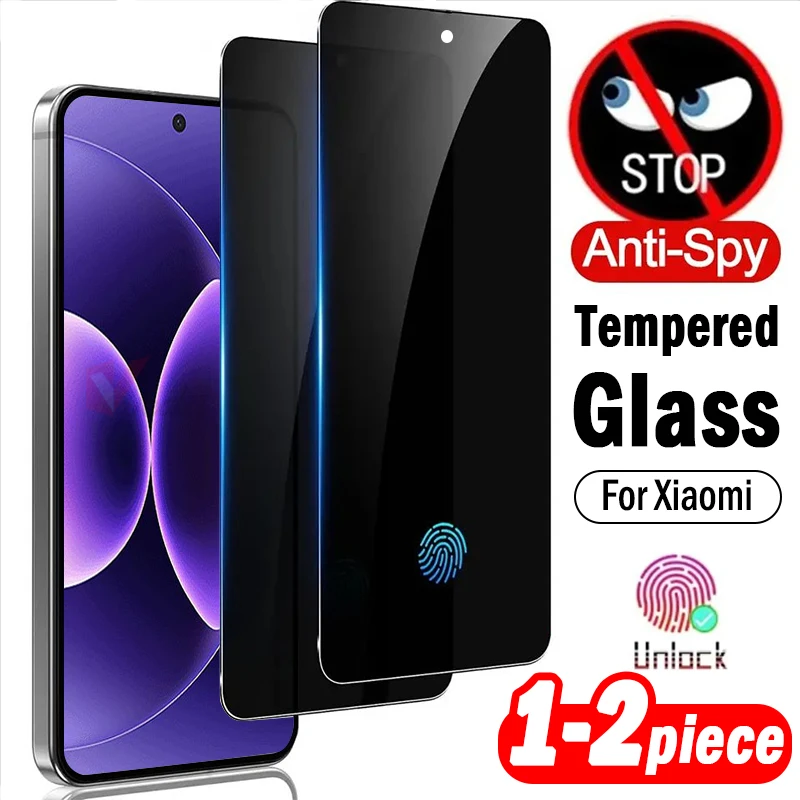 

1/2 шт. защитное закаленное стекло для Xiaomi 17 Pro Max, защита от шпионажа, защитная пленка для экрана Xiaomi 15, стекло для разблокировки отпечатков пальцев