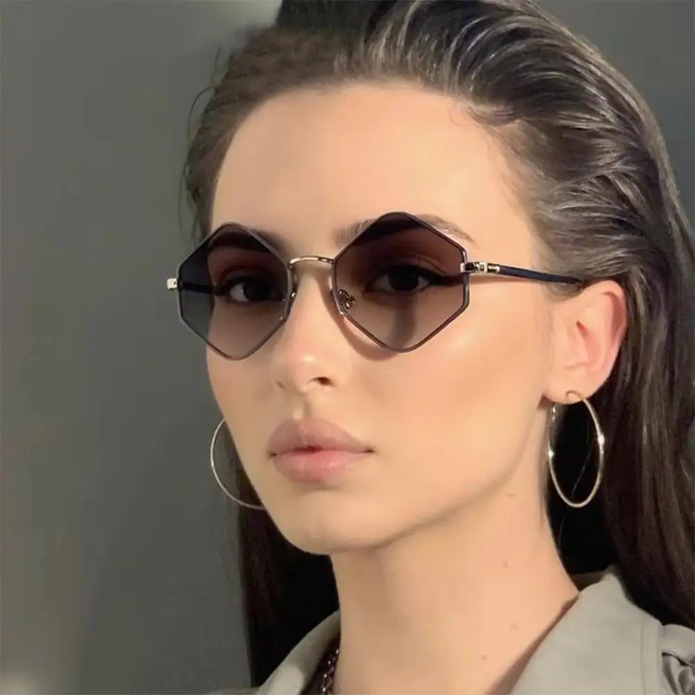 

Vintage Metal Frame Hexagon Sunglasses UV400 Protection Luxury Irregular Sun Glasses Punk Eyewear for Women & Men
