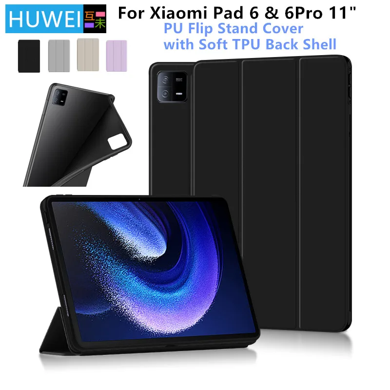 

Чехол HUWEI для Xiaomi Pad 6, 11-дюймовый тройной складной чехол с мягкой силиконовой задней панелью из ТПУ для Xiaom Mi Pad 6 Pad6 Pro, 11 дюймов, защитный чехол для планшета