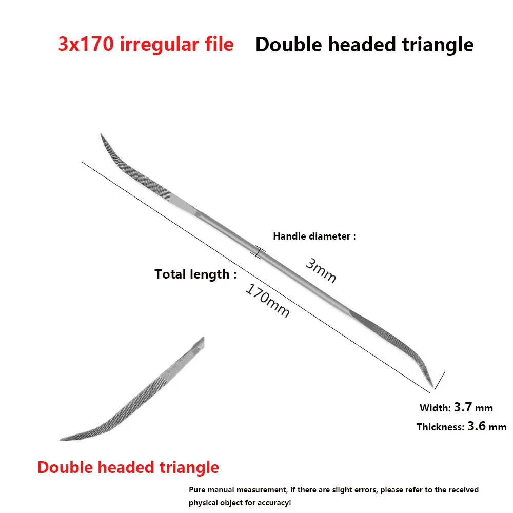 3X170mmDiamond File Set Needle File Set Elbow Curved File Bend Head Mini Needle File For Stone Glass Metal Carving Craft High Qu
