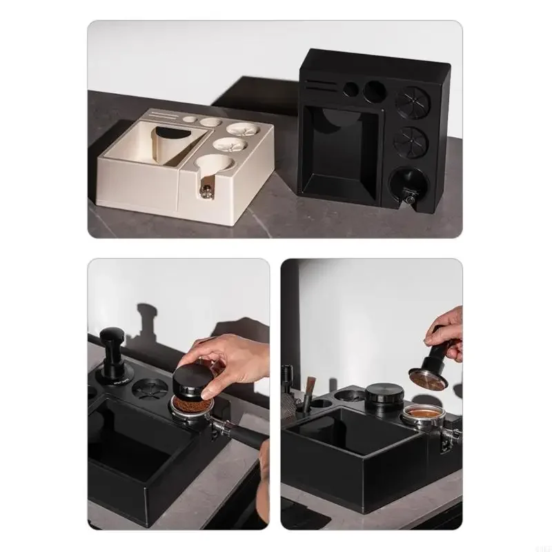 Các nhà tổ chức trạm chuyên nghiệp có các ngăn chứa và hộp đựng dụng cụ gõ gõ nhận có thể tháo rời cho người giữ công cụ cà phê