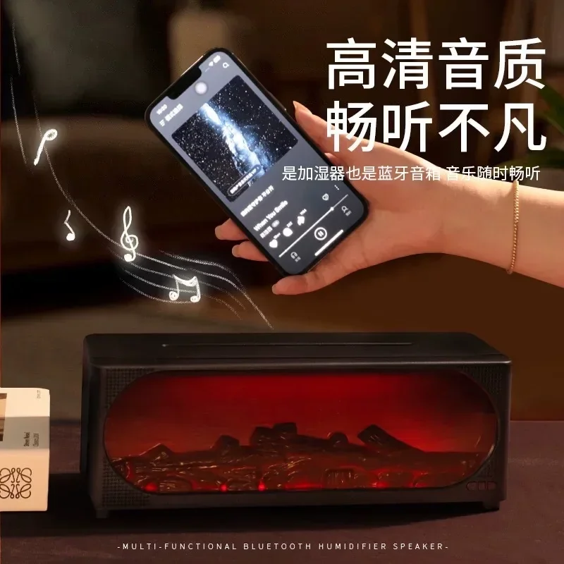 

Bluetooth Fireplace Flame Humidifier Desktop Fog Humidifier With Heating And Cooling Functionality For Home Bedroom