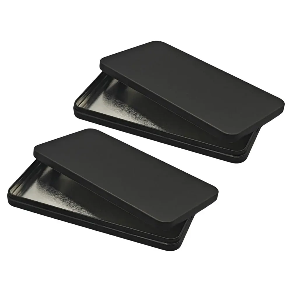 2 قطعة صندوق النقود المعدني الأسود مستطيلة المال المنظم غطاء صغير صندوق تخزين العملات المعدنية طوابع مجوهرات حامل النقدية عملة #4