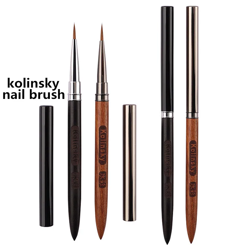 1/2 قطعة خشب الصندل مقبض كولينسكي مسمار بطانة فرشاة مسمار اللوحة القلم أكريليك الأشعة فوق البنفسجية هلام فرش كريستال مانيكير أداة فرشاة الأظافر