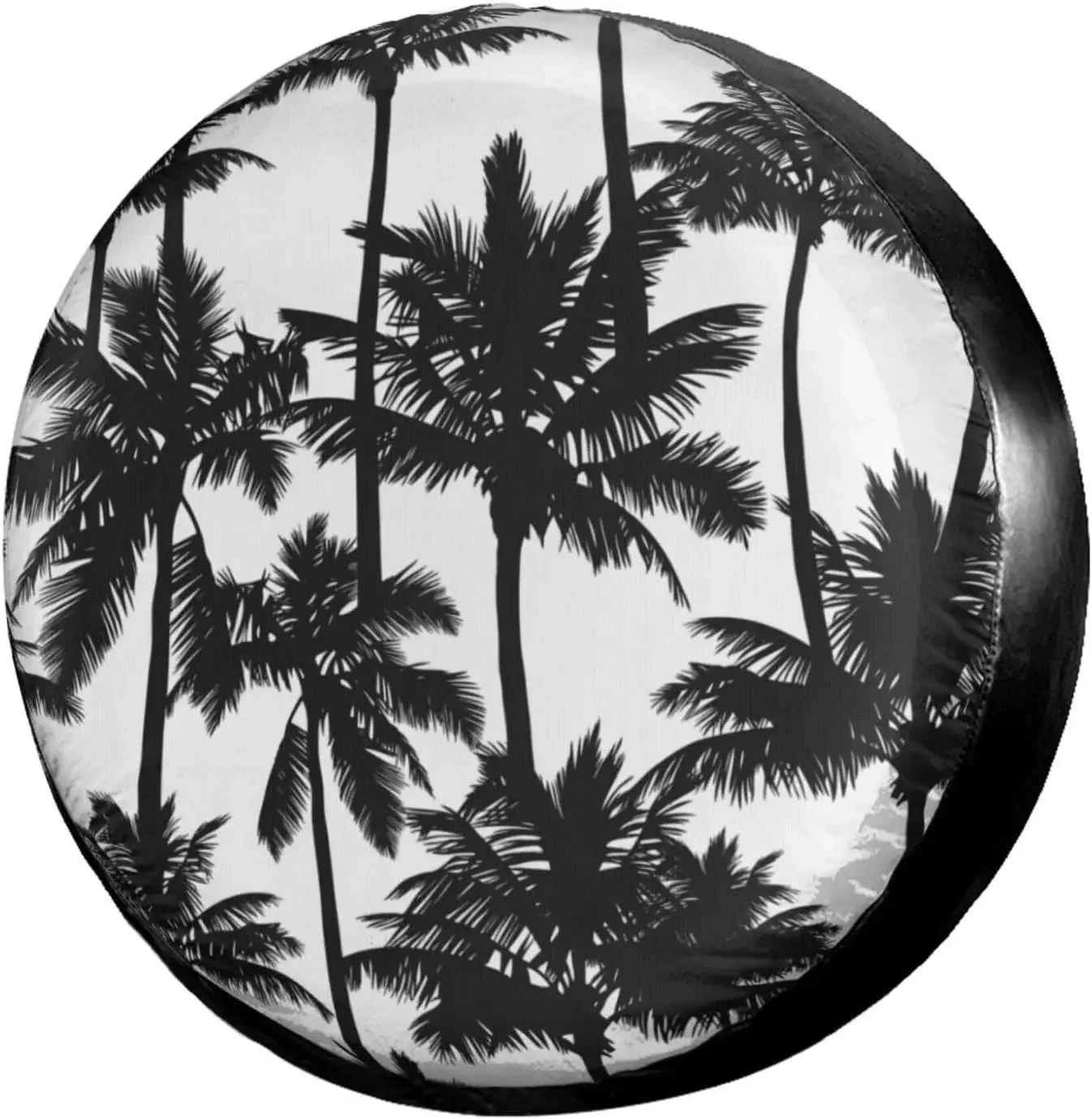 Черный чехол для запасного колеса Palm Tree, устойчивый к атмосферным воздействиям, пылезащитный, универсальный чехол для колес для внедорожников, прицепов, грузовиков, кемперов, путешествий