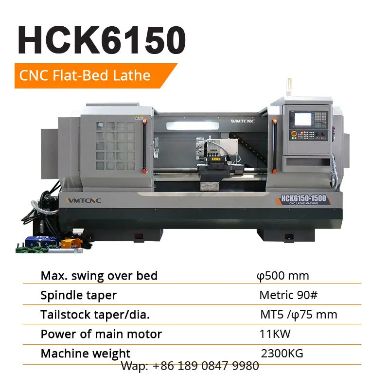 【Hot】HCK6150 High Performance Horizontal Flat Bed CNC Lathe Machine CNC Machine for Industrial Metal Processing