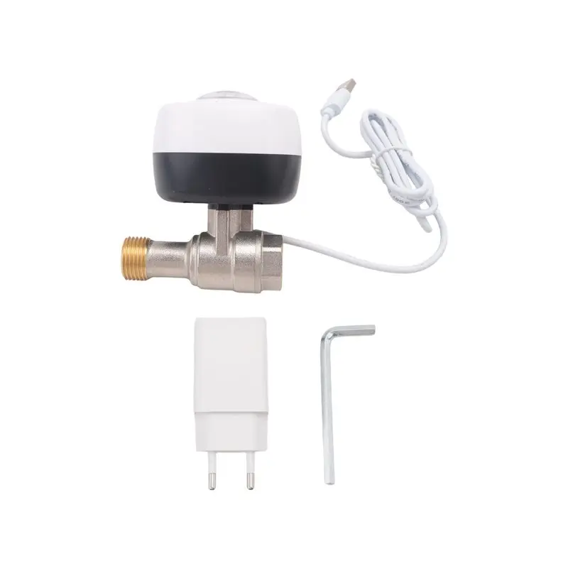 B86B WiFi Smart Valve Controller, APP Remote Control Water Shutoff Automated Ball Valve for eWeLink, EU Plug DN15