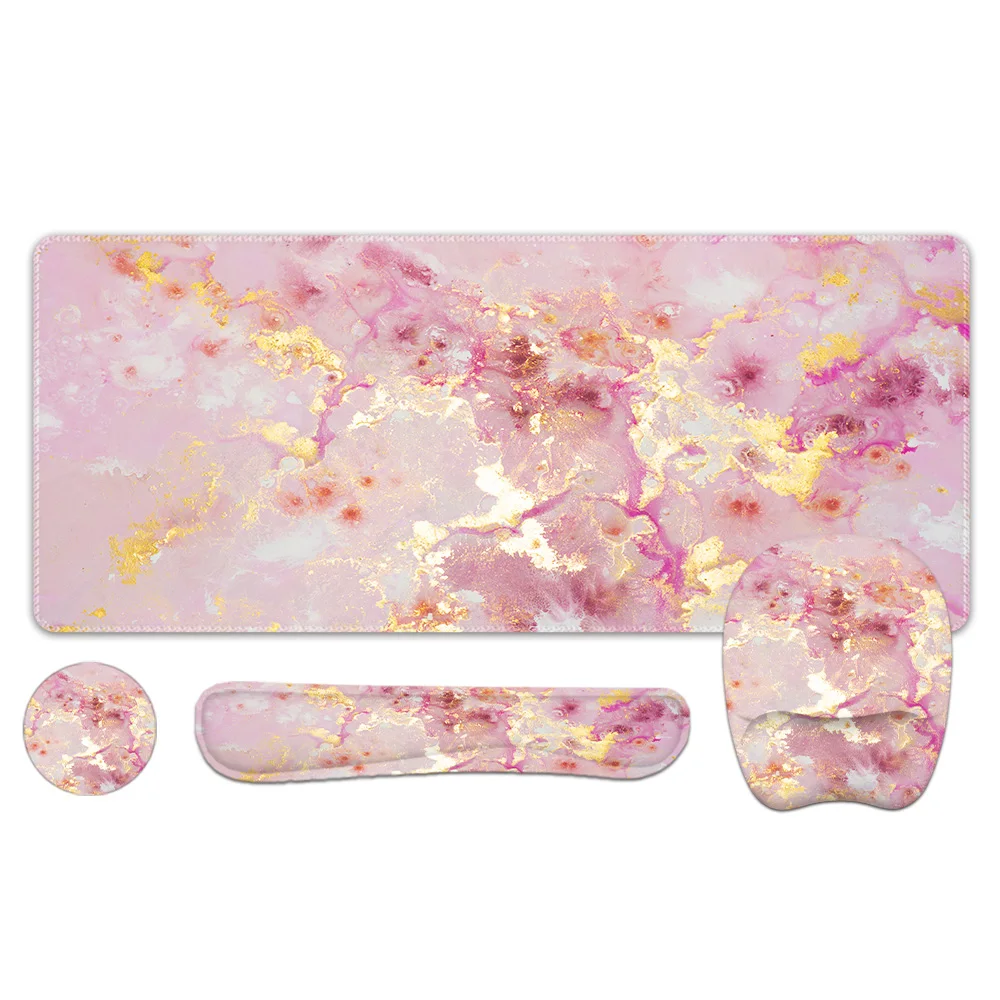 Pink Marble Mouse Pad Four-Piece Set -The mouse pad relieve wrist pain, non-slip bottom, soft and comfortable, suit for office