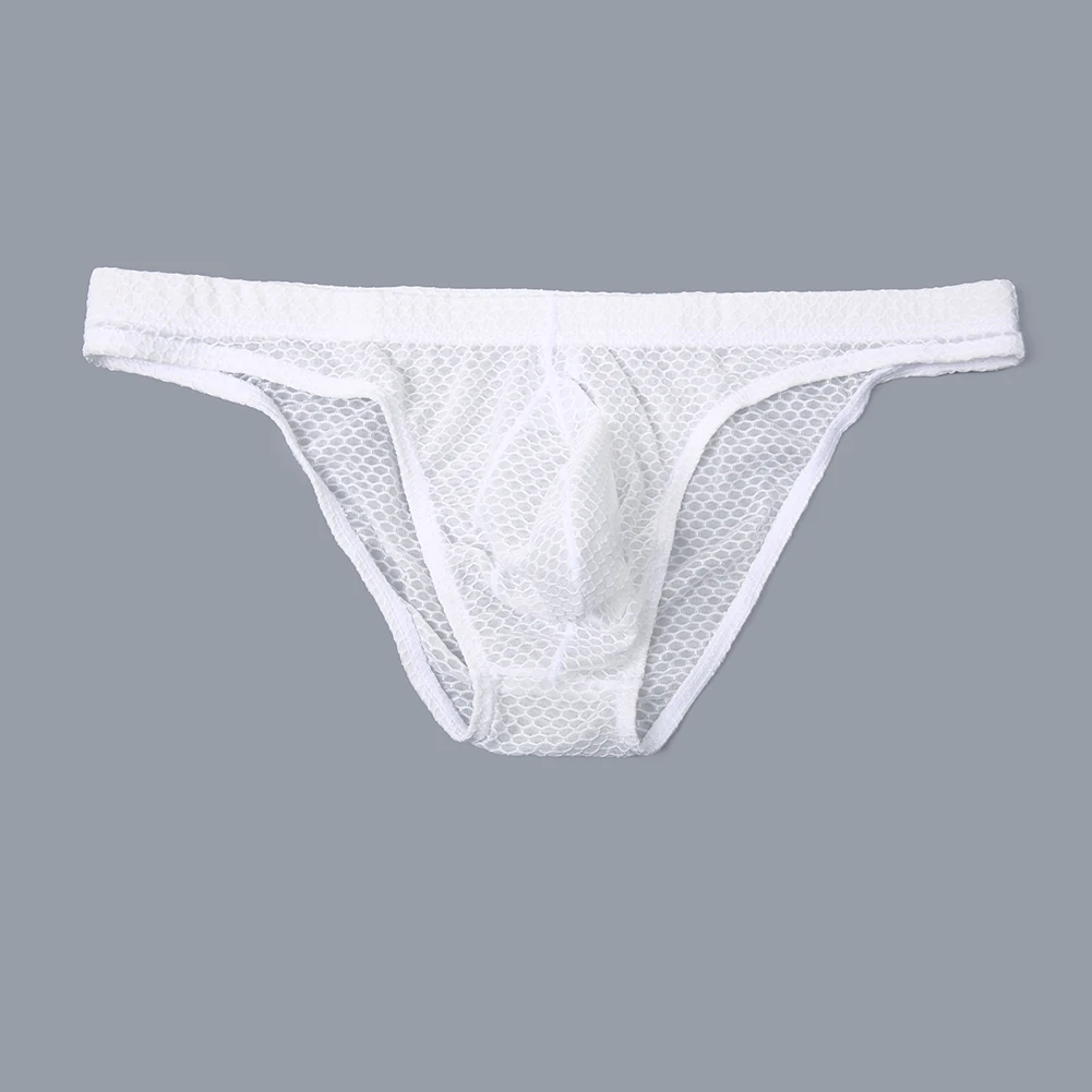 Sports Simple Men Briefs Bottoms Breathable Mesh U Pouch Elastic Waist Man Underwear Sexy Perspective Panties