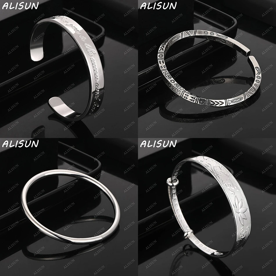

ALISUN 925 Sterling Silver Design Bangle For Women Men Anniversary Gift Popular Wild Fashion Romantic Jewelry