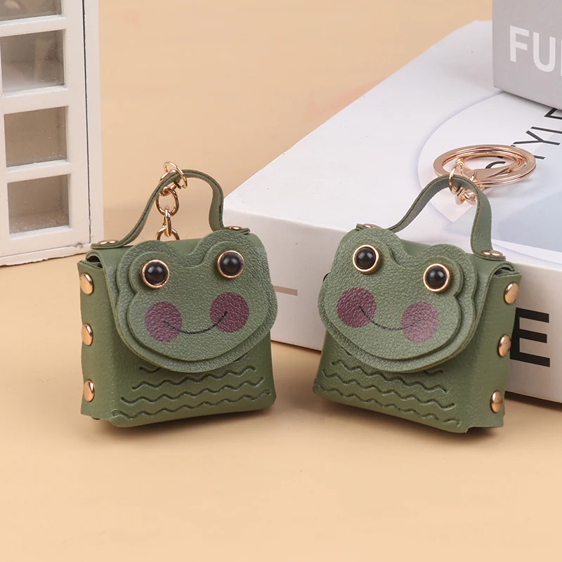 

Creative Leather Frog Coin Purse Car Key Chain Bag Pendant Bluetooth Headset Bag Cute Keychain Mini Storage Bag