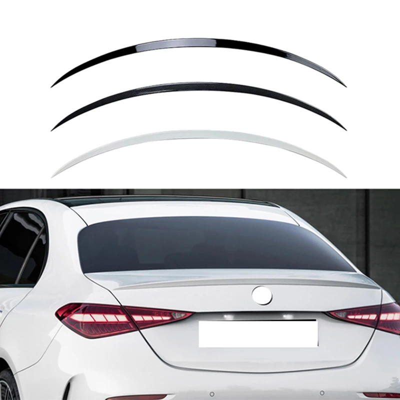 

For Mercedes Benz Class C AMG 2022 2023 C200 C260 C43 Sedan ABS Carbon Print Black Rear Trunk Boot Lip Spoiler Wing Accessories