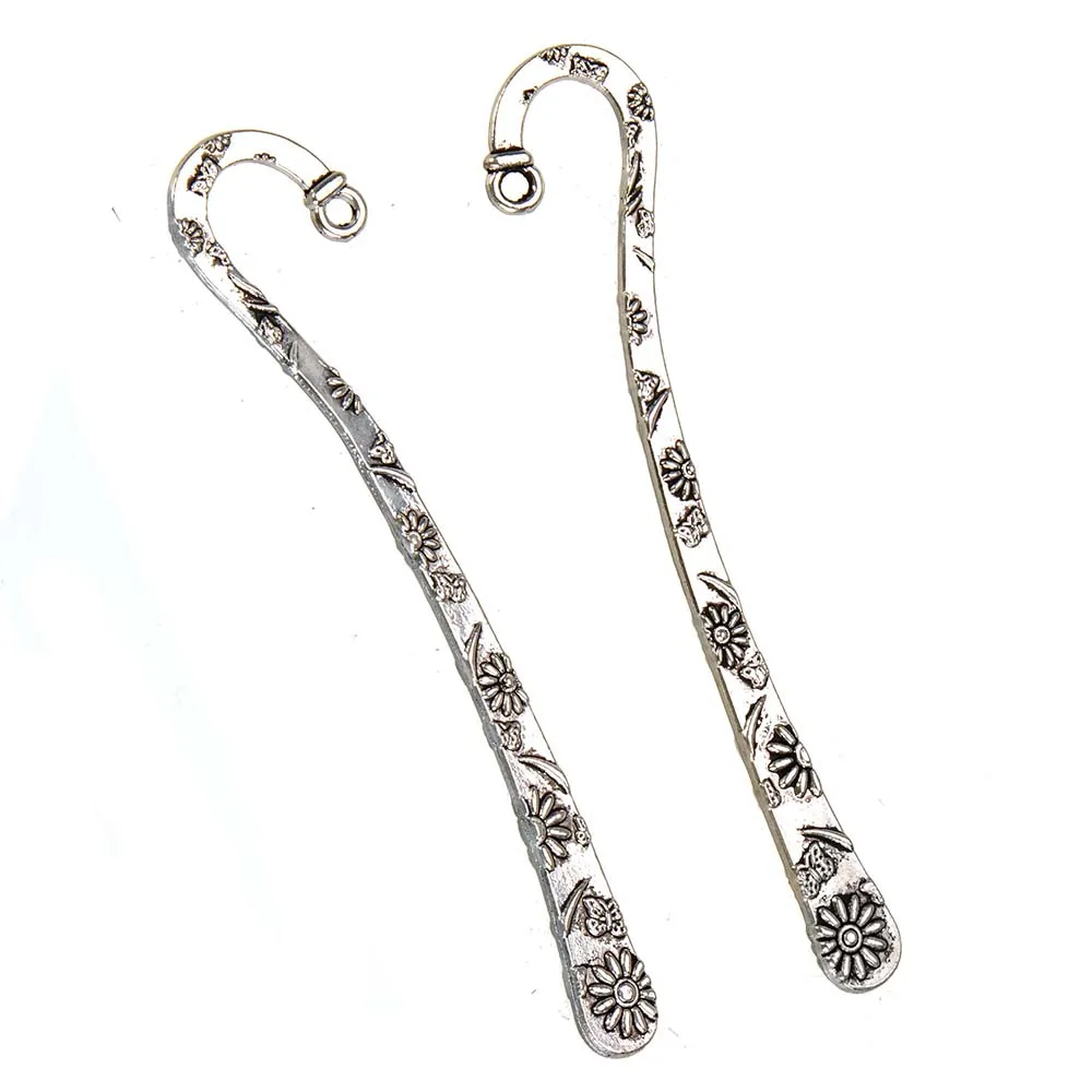 10pcs Metal Bookmarks Findings Book Creation School Stationery Gifts DIY Tassles Pendants 80mm Flower Jewelery Handmade Material