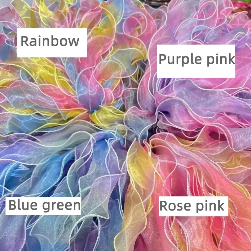 Nastro in organza trasparente arcobaleno da 5,5 cm cablato da 55 metri per confezioni regalo Confezione regalo Decorazione festa di nozze