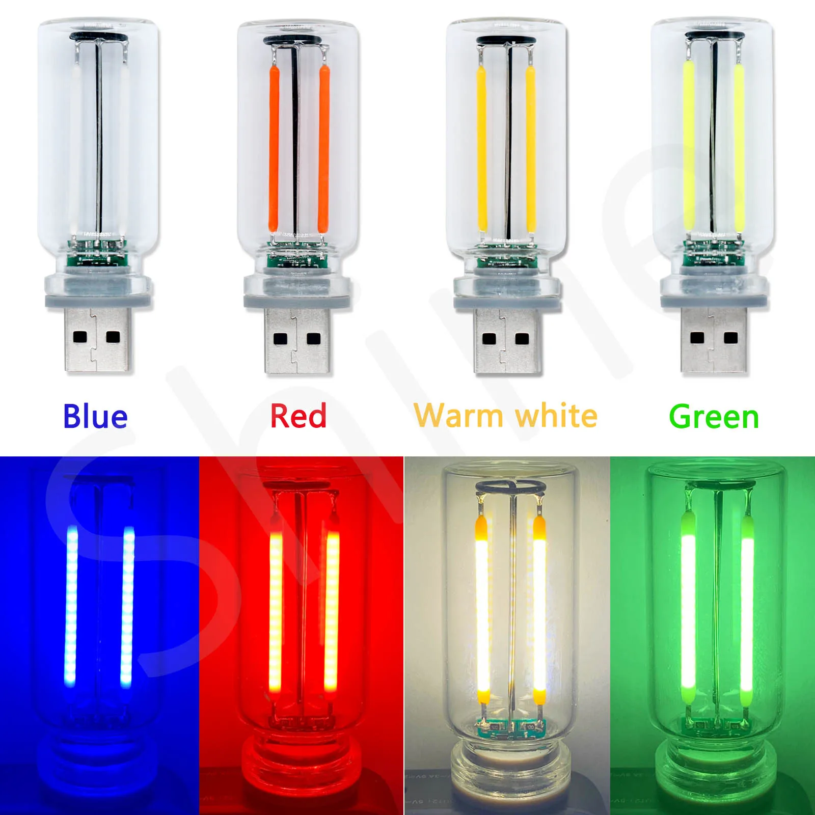 Imagem -03 - Retro Usb Led Filamento Toque Escurecimento Lâmpada 5v Retro Led Edison Lâmpada 0.3w Luz Noturna Acampamento Incandescente Decorativo Iluminação Led