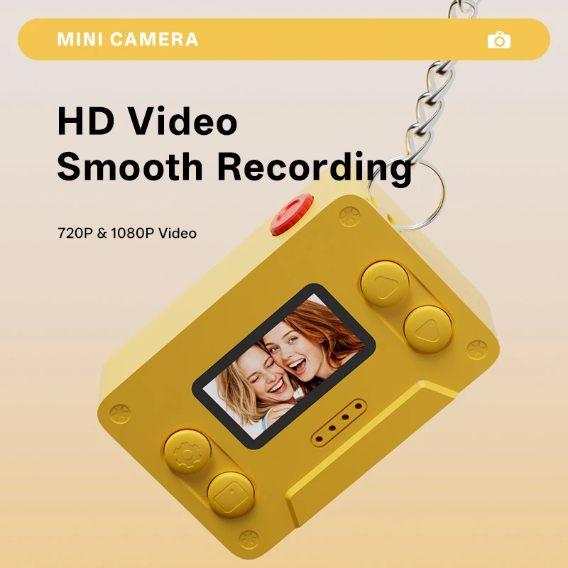Retro Tape‑Style Mini Digital Camera Portable 1080P HD Photo Video Key Chain Camera for Daily Trip Outdoor Recording or Gift