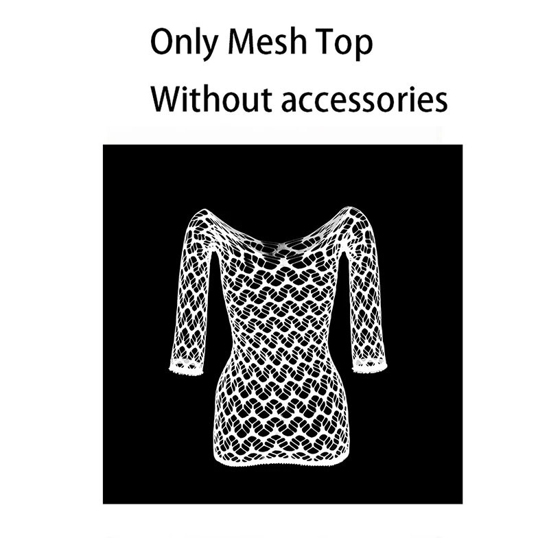 Women Summer Bodycon Top Long Sleeves Beach Cover Up Hollow Out Beachwear Without Underwear Sheer Mesh Fishnet Music festival image 6