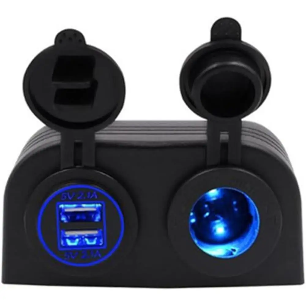 

1 шт., розетка прикуривателя для автомобиля, лодки, двойное зарядное устройство USB, 12 В, макс. 120 Вт, подходит для всех караванов, лодок