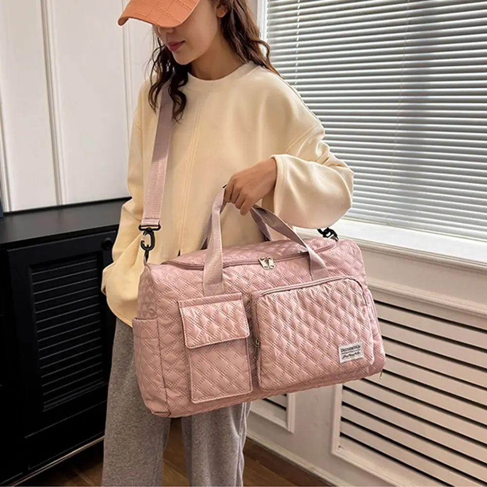 

Oxford Travel Duffel Bag Sturdy Short Distance Travel Luggage Bag Solid Color Multi Layered Large Capacity Handbag Fitness