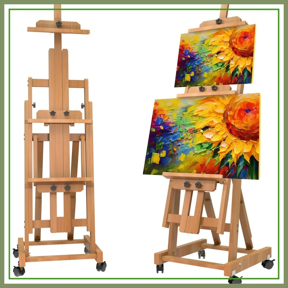 

H-Frame Multifunctional Easel, Foldable & Adjustable, Holds Two Canvases Up to 77 Inches, Professional Art Easel for Adults
