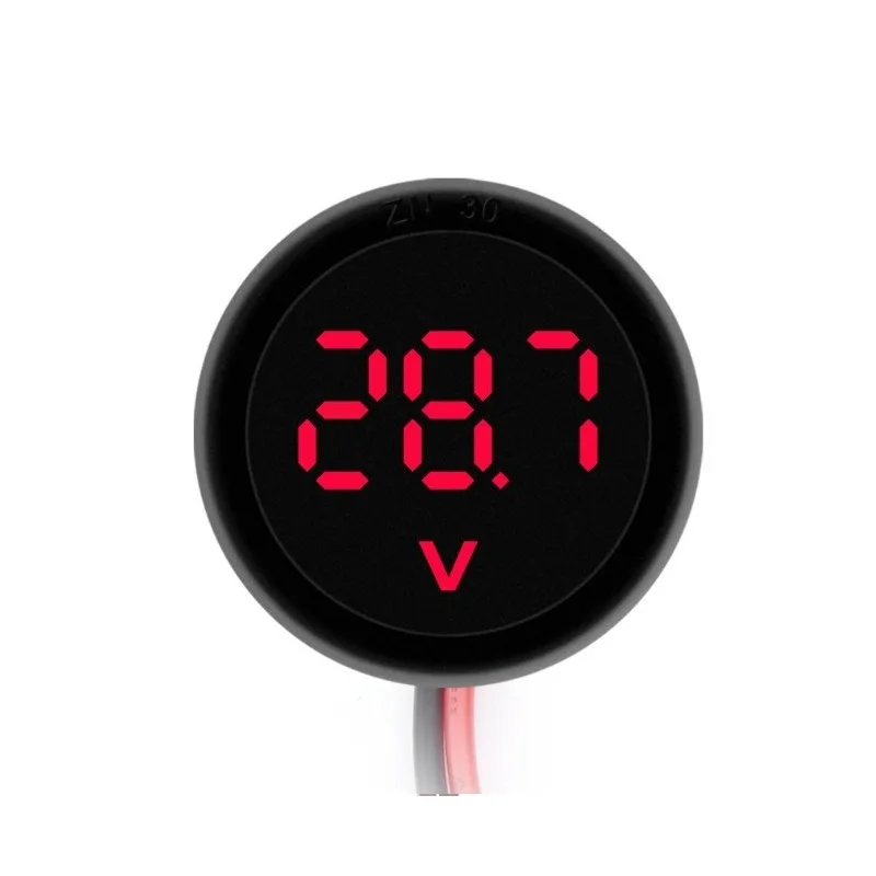 DC 4-100V DC digital voltmeter head display LED digital display round two-wire voltmeter reverse connection protection