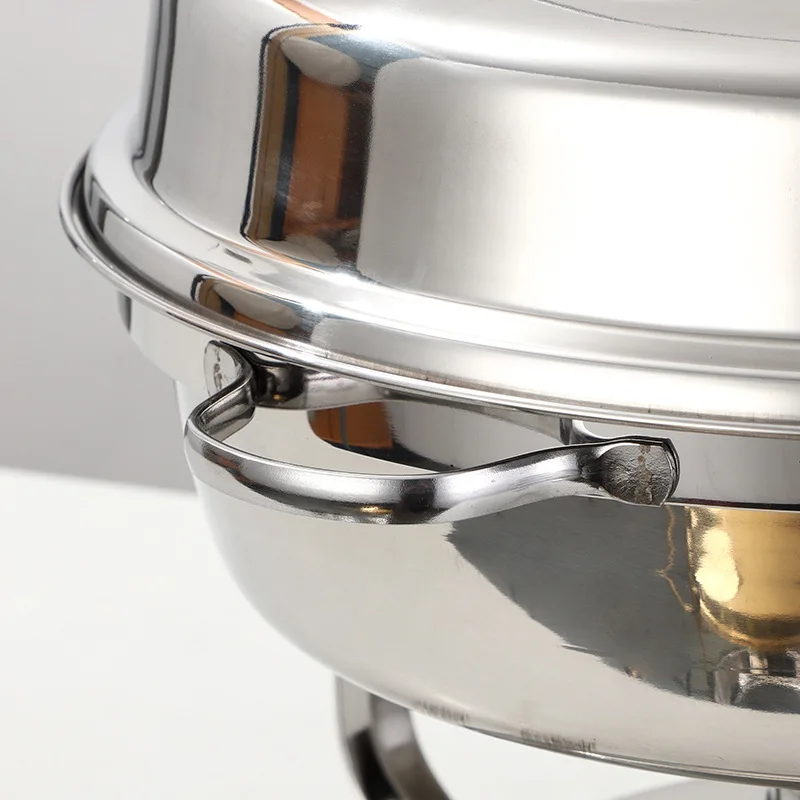 Stainless steel buffet warming cabinet - gold finish, round commercial hotel alcohol-fired warming oven
